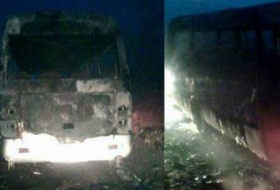 Сгорел перевозивший армянских солдат автобус